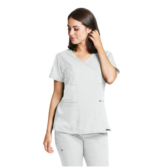 Pijama Quirúrgica Grey´s Anatomy SPANDEX CRUZADO Stretch Dama Blanco