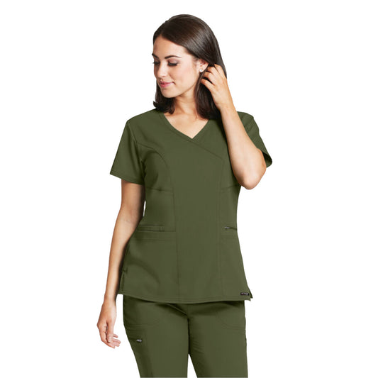 Pijama Quirúrgica Grey´s Anatomy SPANDEX CRUZADO Stretch Dama Olivo