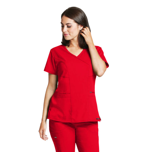 Pijama Quirúrgica Grey´s Anatomy SPANDEX CRUZADO Stretch Dama Rojo